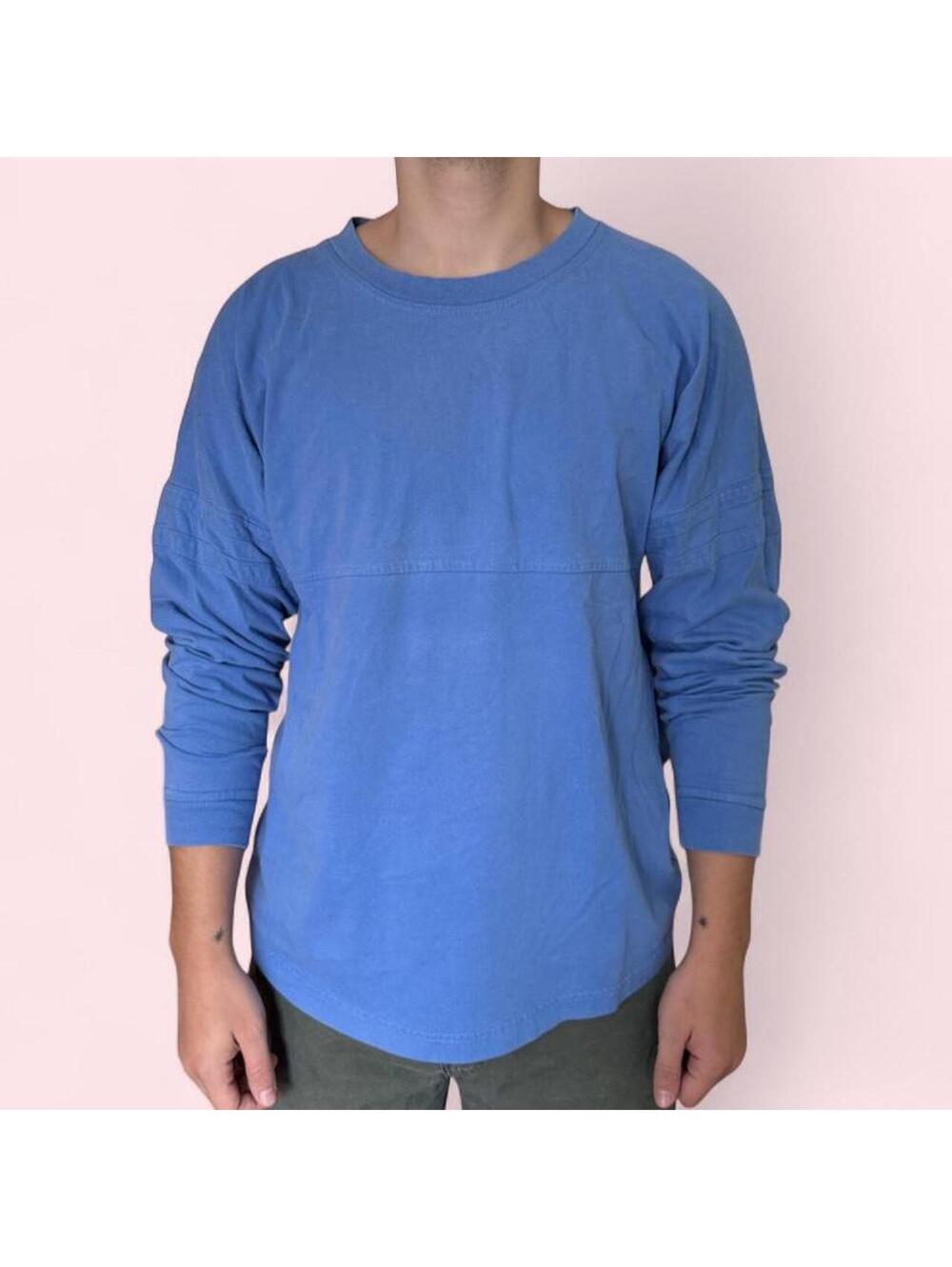 Blue varsity style long sleeve shirt